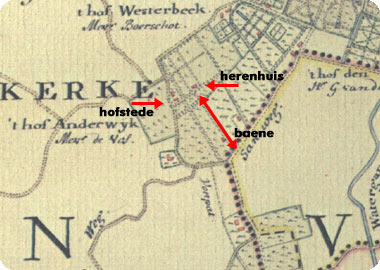 fragment kadastraal minuutplan Koudekerke, met aangifte van voormalige buitenplaats Anderwijk te Koudekerke