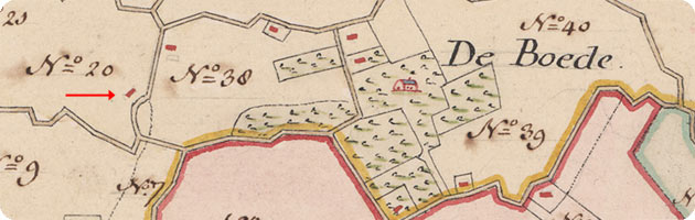 fragment van de kaart van blaue uit 1662 ter hoogte van Koudekerke