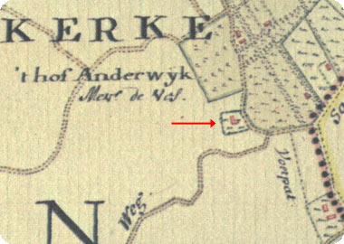 fragment kaart hattinga met aangifte hofstede de lange pacht te Koudekerke