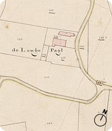 fragment minuutplan Koudekerke met aangifte hofstede de lange pacht te Koudekerke