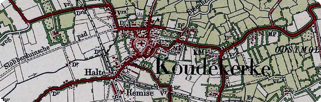 topografische kaart uit 1910 Fragment bij Koudekerke
