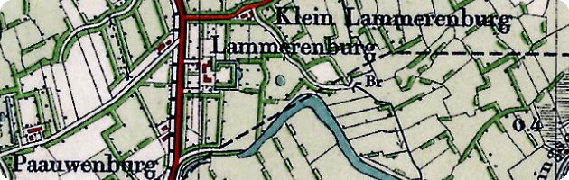 topografische kaart 1925 met aangifte van boerderij Groot Lammerenburg de Koudekerke
