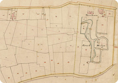 fragment kadastraal minuutplan Koudekerke, met aangifte van buitenplaats Steenhove te Koudekeke