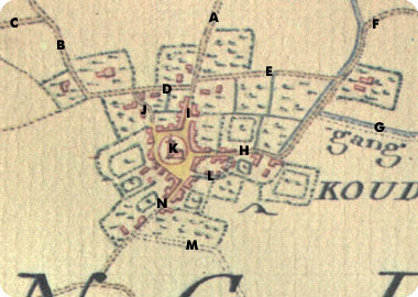 straatnamen kern Koudekerke omstreeks 1750