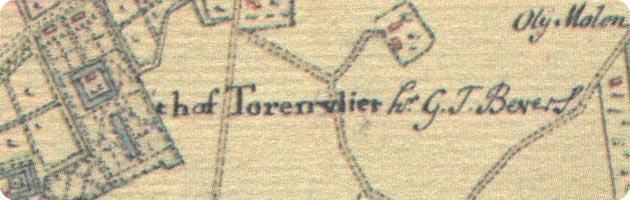 't hof Toornvliet op fragment atlas hattinga circa 1750