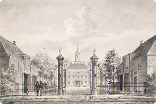 voorzijde buitenplaats Toornvliet te Koudekerke, door onbekende schilder omstreeks 1840-1860 